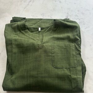 Green V-Neck Shirt with Pocket